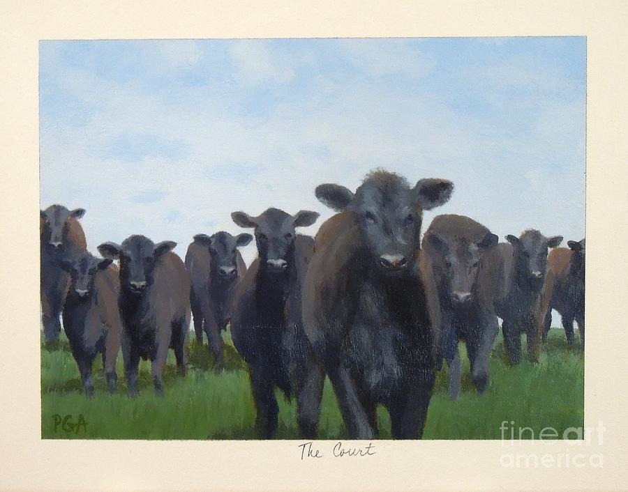 Cow Painting - The Court by Phyllis Andrews