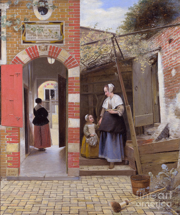 The Courtyard of a House in Delft Painting by Celestial Images