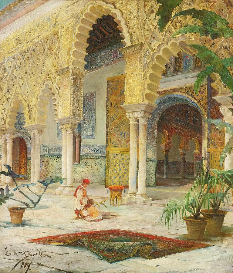 The Courtyard Of The Alhambra Painting by Julio Montenegro