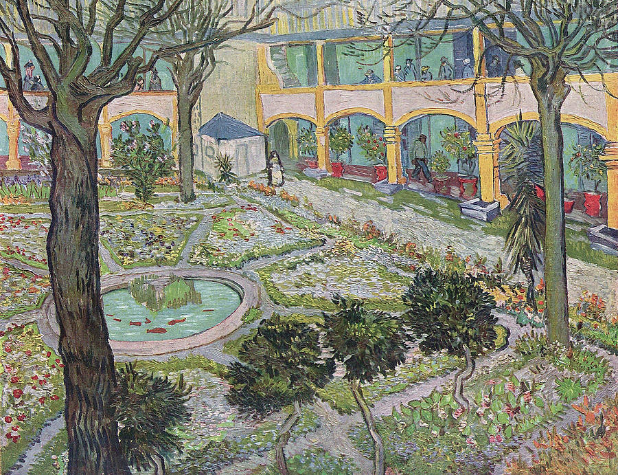 Architecture Painting - The Courtyard of the Hospital in Arles, 1889 by Vincent Van Gogh