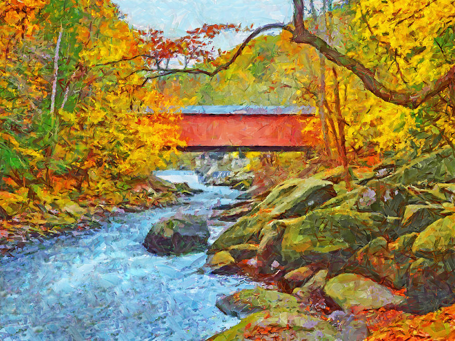 The Covered Bridge at McConnells Mill State Park Digital Art by Digital Photographic Arts