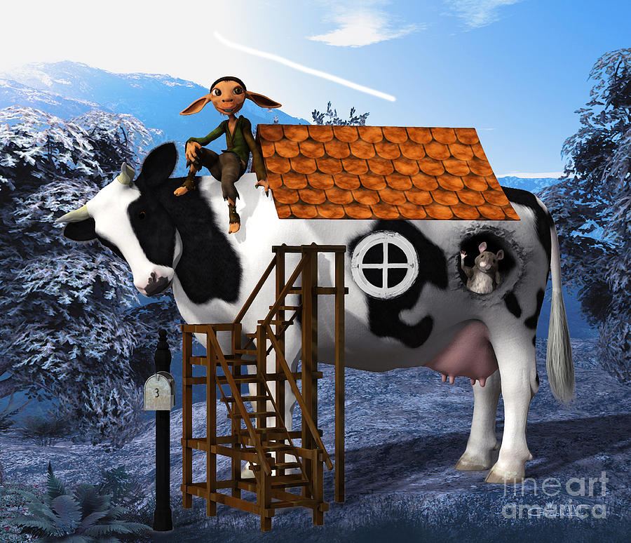 The Cow House Digital Art by Jutta Maria Pusl