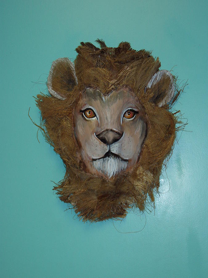 Jungle Mixed Media - The Cowardly  Lion by Ellen Burns