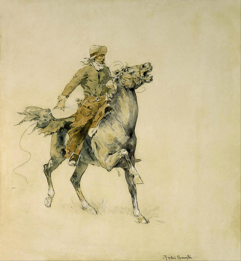 Horse Painting - The Cowboy by Frederic Sackrider Remington