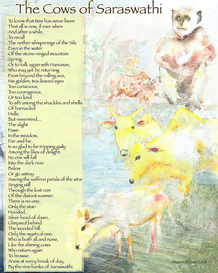 Animal Painting - The Cows of Saraswathi by Sharon StJoan Animal Painting - The Cows of Saraswathi by Sharon StJoan