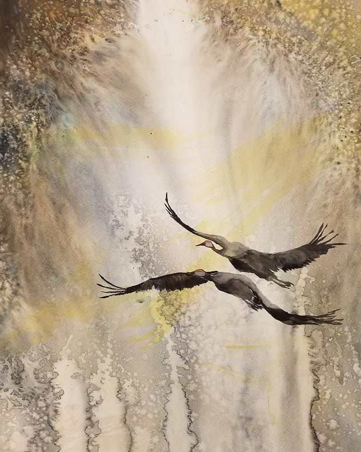 The crane and waterfall  Painting by Han in Huang wong