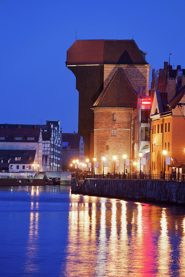The Crane in Gdansk by Night Photograph by Artur Bogacki