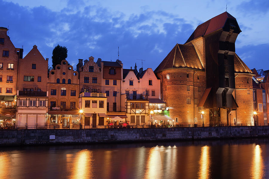 The Crane in Old Town of Gdansk at Dusk Photograph by Artur Bogacki