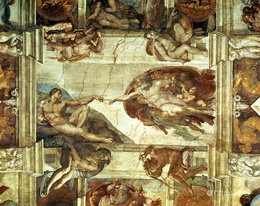 Michelangelo Painting - The Creation of Adam by Michelangelo