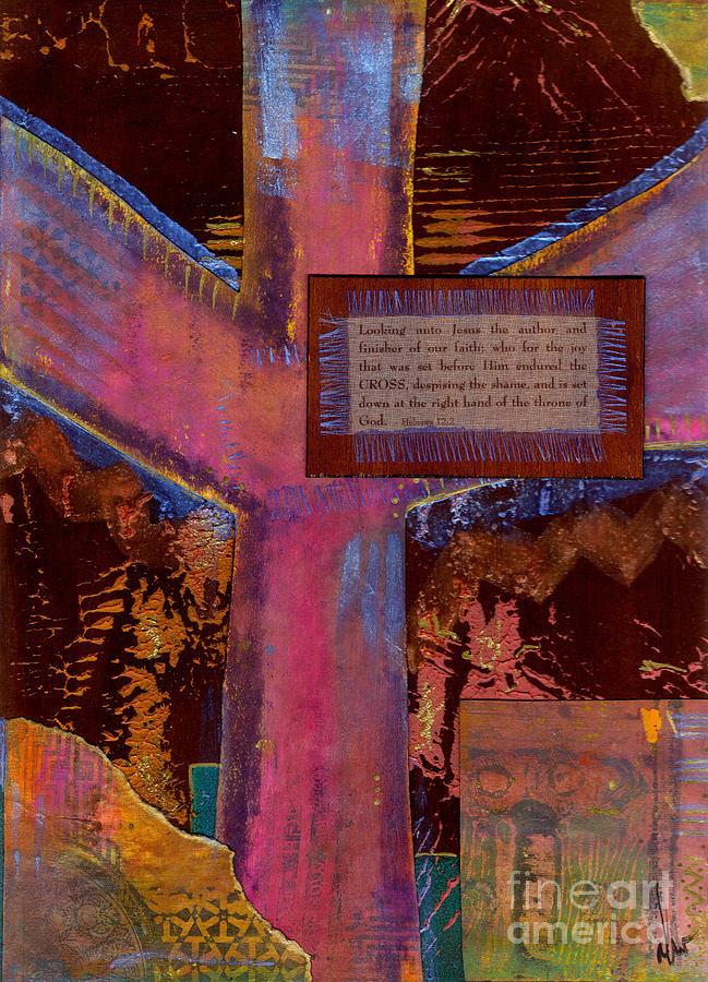 Abstract Mixed Media - The Cross by Angela L Walker
