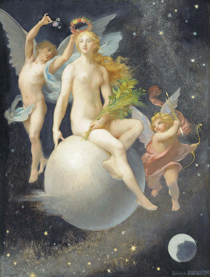 The crowning of Venus Painting by Urbain Bourgeois