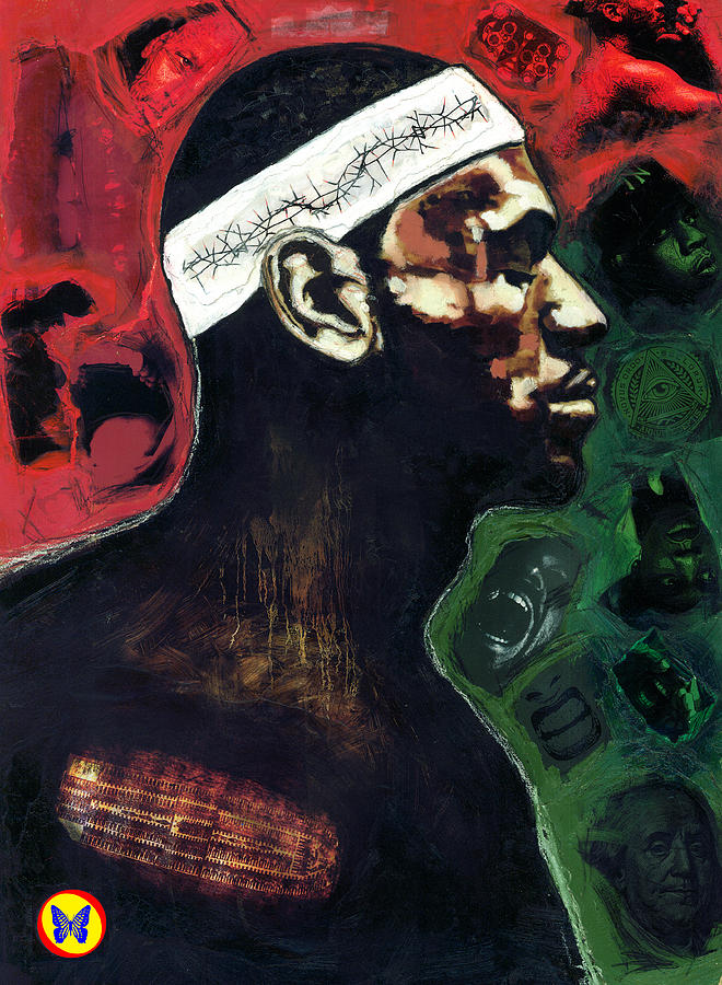 Lebron James Painting - The Crucifiction Of Lebron James by Vernell Garrett