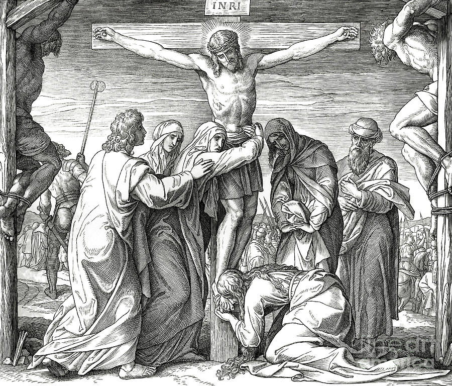 The Crucifixion Of Jesus On The Cross Gospel Of John Drawing By