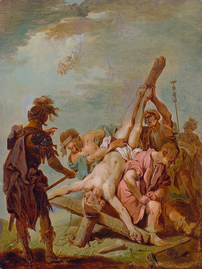 The Crucifixion Of Saint Peter Painting By Johann Conrad Seekatz