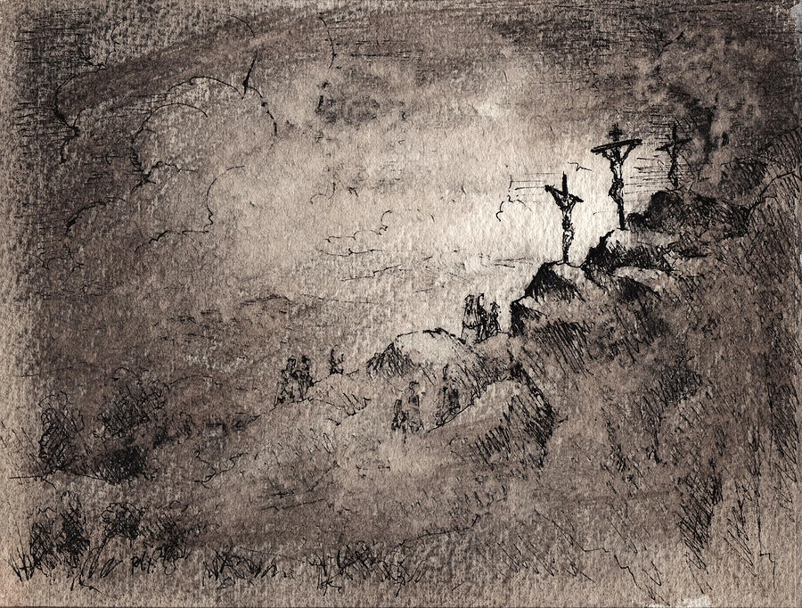 Easter Drawing - The Crucifixion by William Russell Nowicki