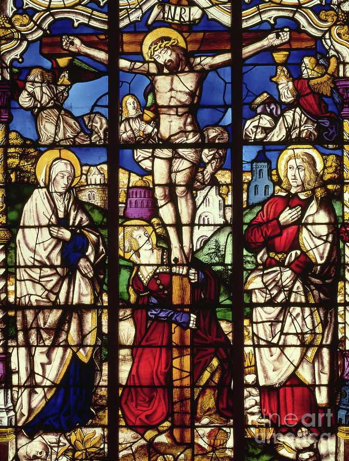 Up Movie Glass Art - The Crucifixion, stained glass window by Master of the Holy Kindred