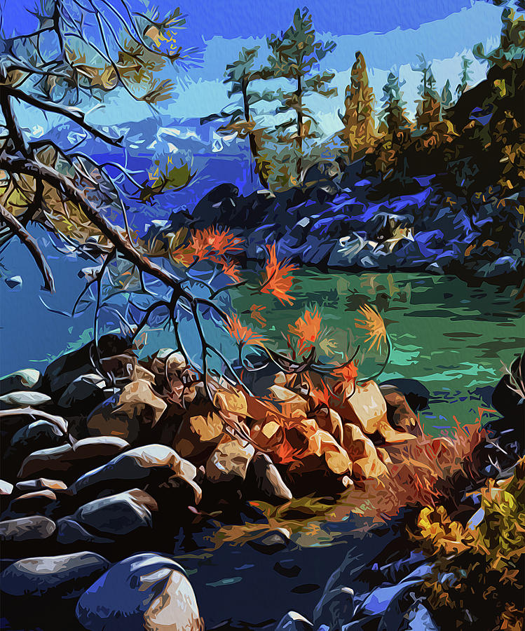The crystal waters of Lake Tahoe Painting by AM FineArtPrints