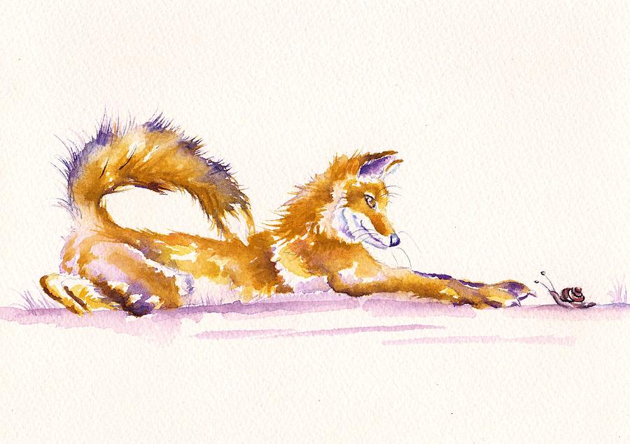 The Curious Fox Painting by Debra Hall