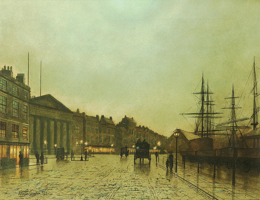 The Custom House Liverpool Looking South Painting by John Atkinson ...