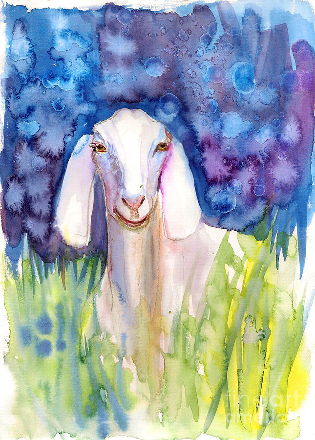 The cute goat Painting by Asha Sudhaker Shenoy