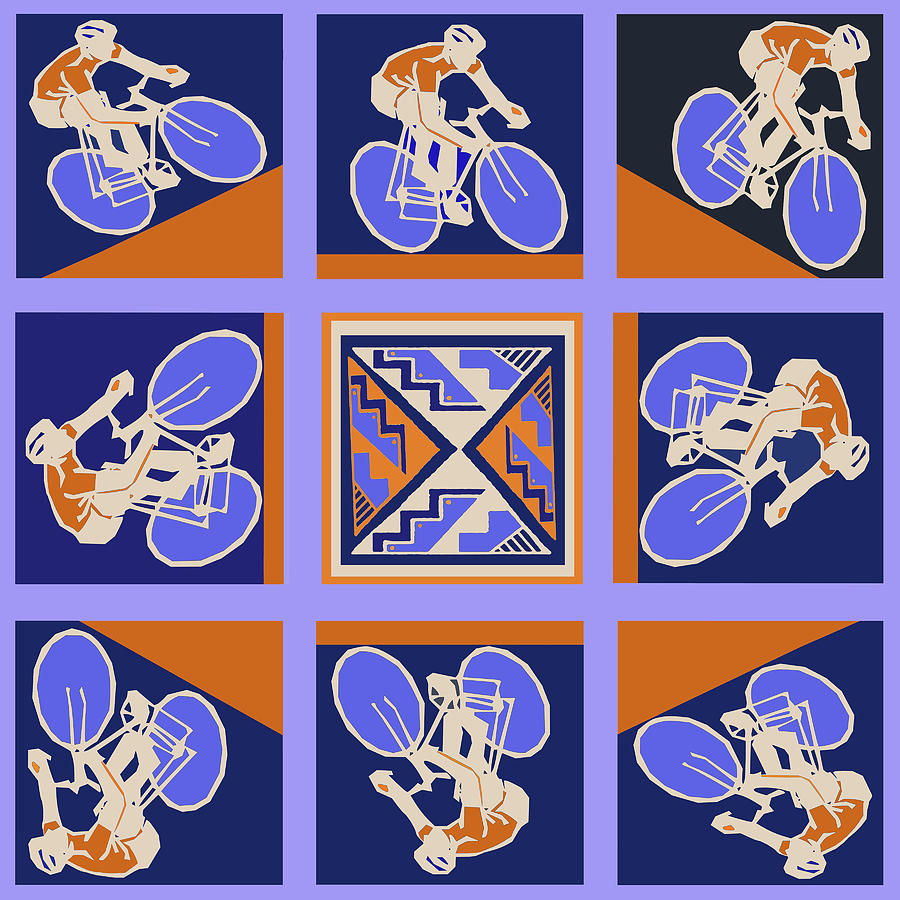 The Cyclist Race Digital Art by Vagabond Folk Art - Virginia Vivier