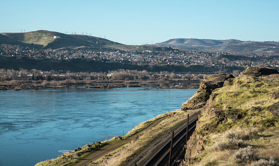 The Dalles the River and BNSF Photograph by Tom Cochran