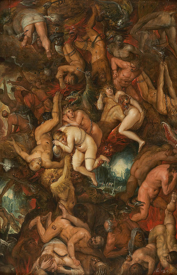 The Damned Being Cast into Hell Painting by Frans Francken the Younger