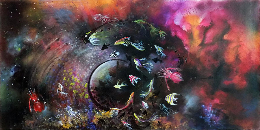 Fish Painting - The Dance In Ocean ......the Circle Of Life by Asp Arts