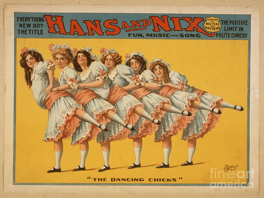 The Dancing Chicks Hans and Nix musical comedy vintage art Painting by Vintage Collectables