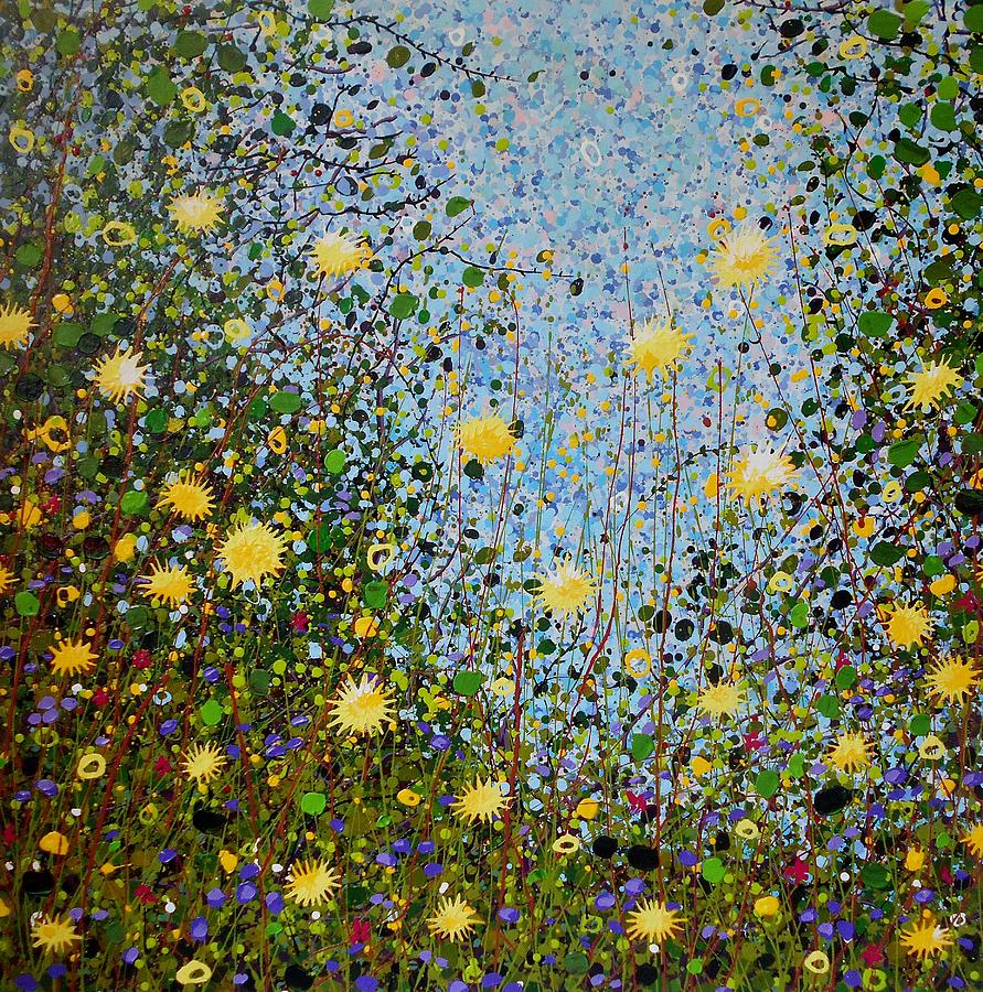 The dandelion patch Painting by Angie Wright