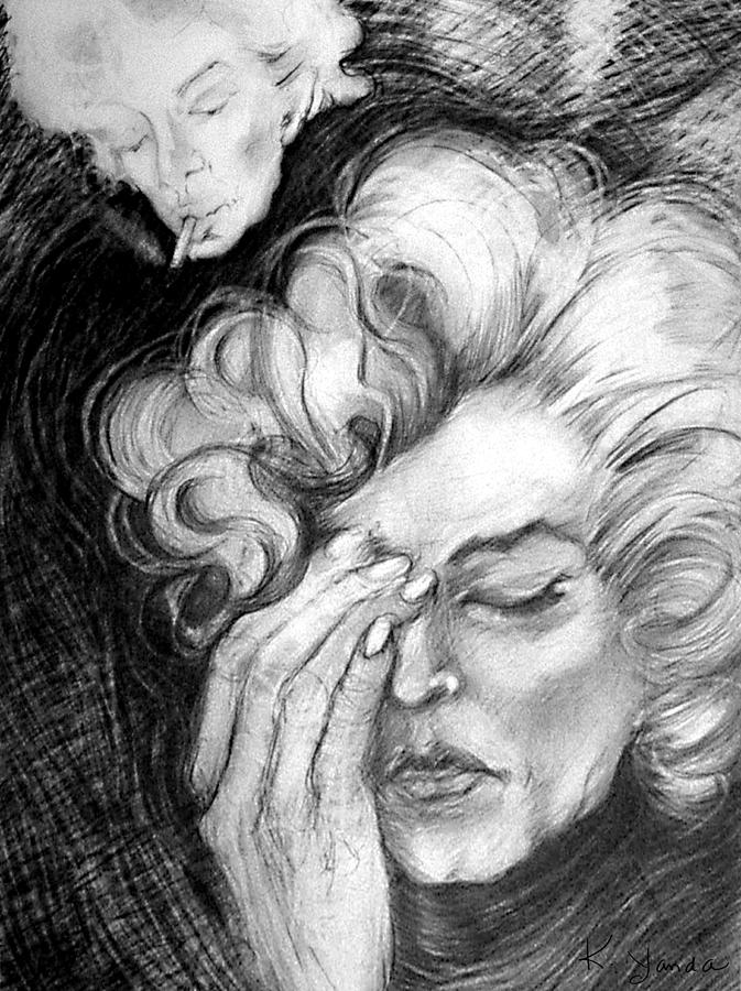 The Dark Side of Marilyn Drawing by Katt Yanda