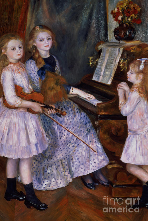 Pierre Auguste Renoir Painting - The Daughters of Catulle Mendes at the piano, 1888 by Pierre Auguste Renoir