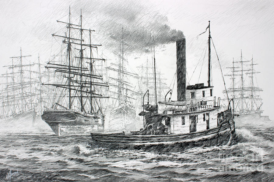 The Days of Steam and Sail Drawing by James Williamson