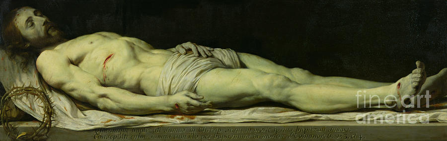 Jesus Christ Painting - The Dead Christ on his Shroud by Philippe de Champaigne