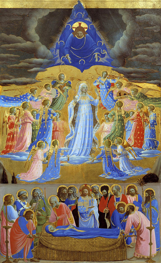 Fra Angelico Painting - The Death and the Assumption of the Virgin by Fra Angelico