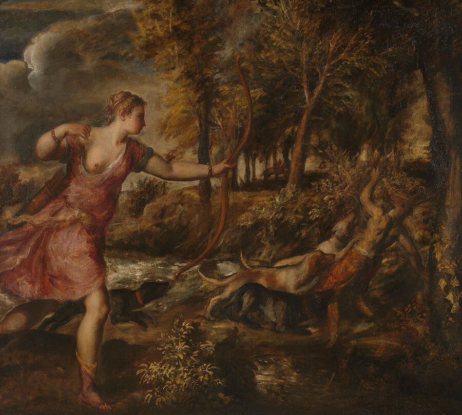 The Death of Actaeon, by 1576 Painting by Titian