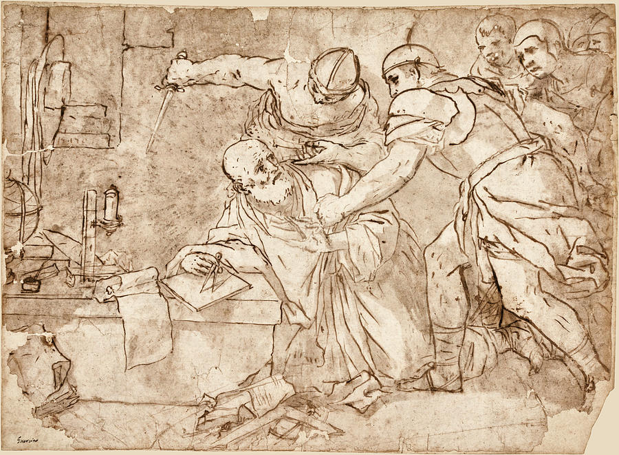 The Death of Archimedes Drawing by Luca Giordano