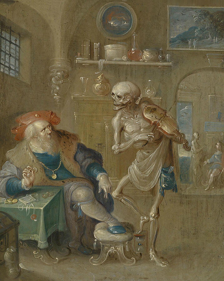 Death Playing the Violin, from circa 1630 Painting by Frans Francken the Younger
