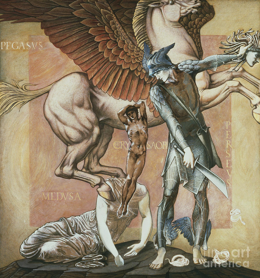 Pegasus Painting - The Death of Medusa I by Edward Burne-Jones