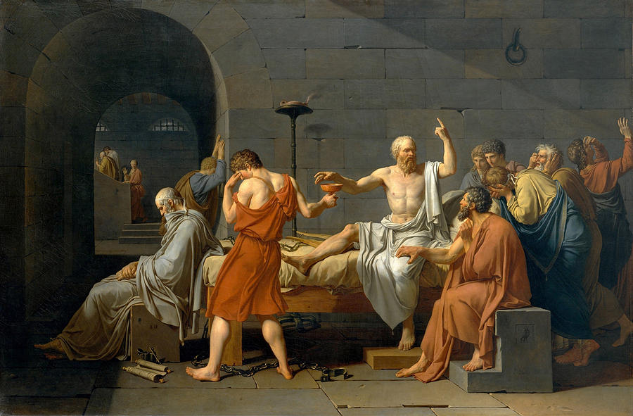 The Death of Socrates - Jacques-Louis David  Painting by War Is Hell Store