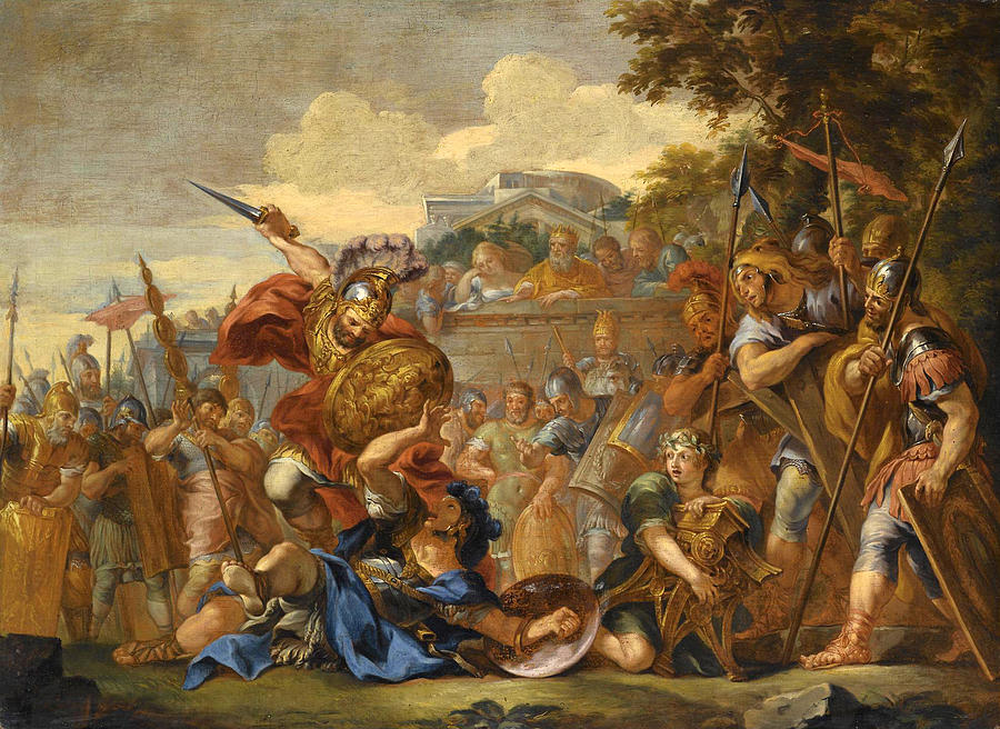 The Death of Turnus Painting by After Pietro da Cortona