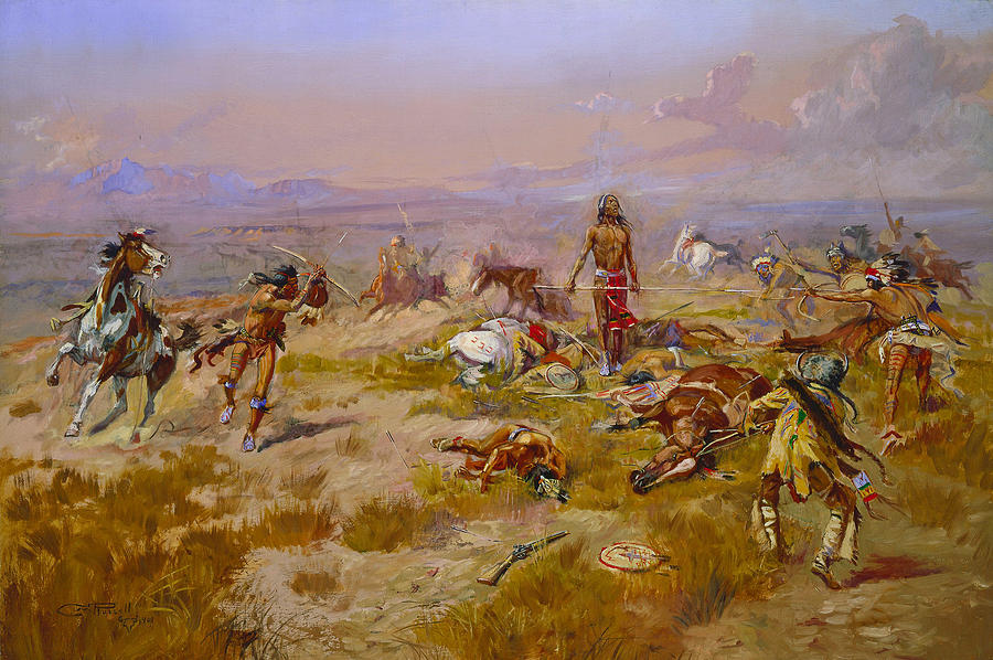 The Death Song of Lone Wolf Painting by Charles Marion Russell
