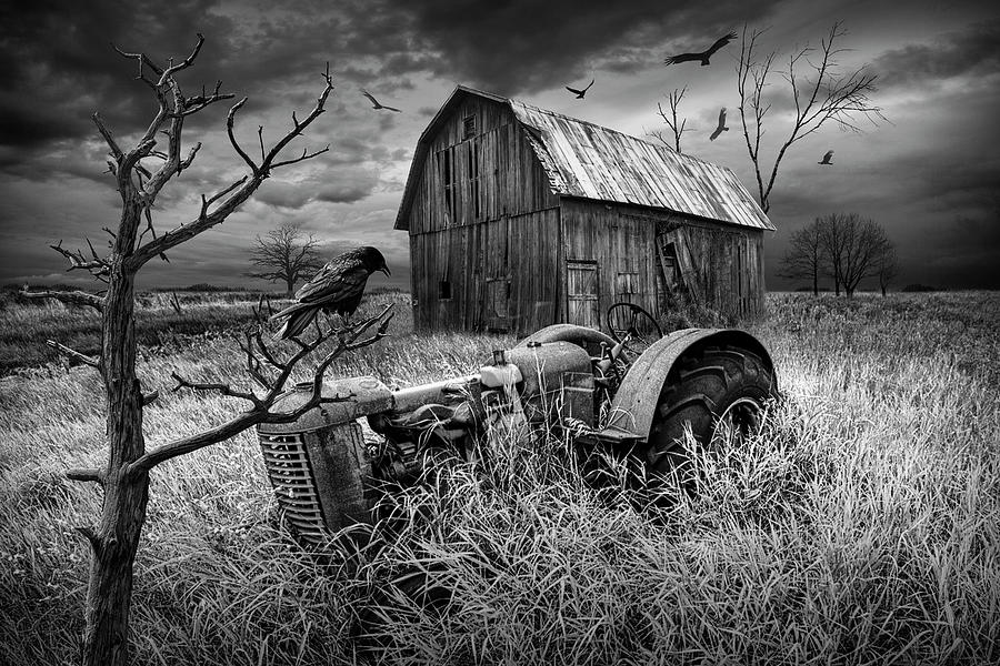 The Decline and Death of the Small Farm in Black and White Photograph by Randall Nyhof