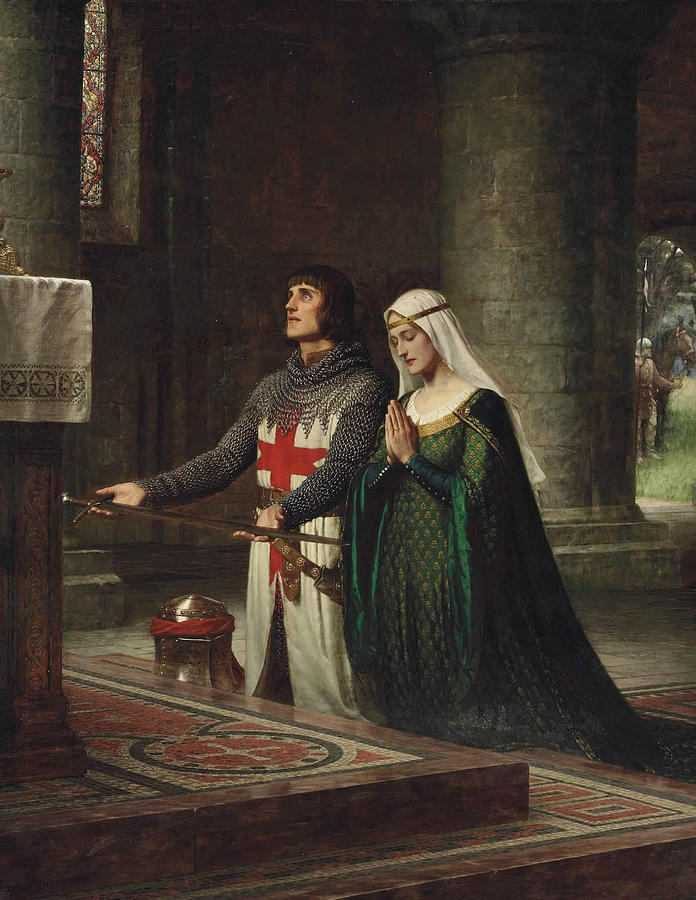 Knight Painting - The Dedication by Edmund Leighton