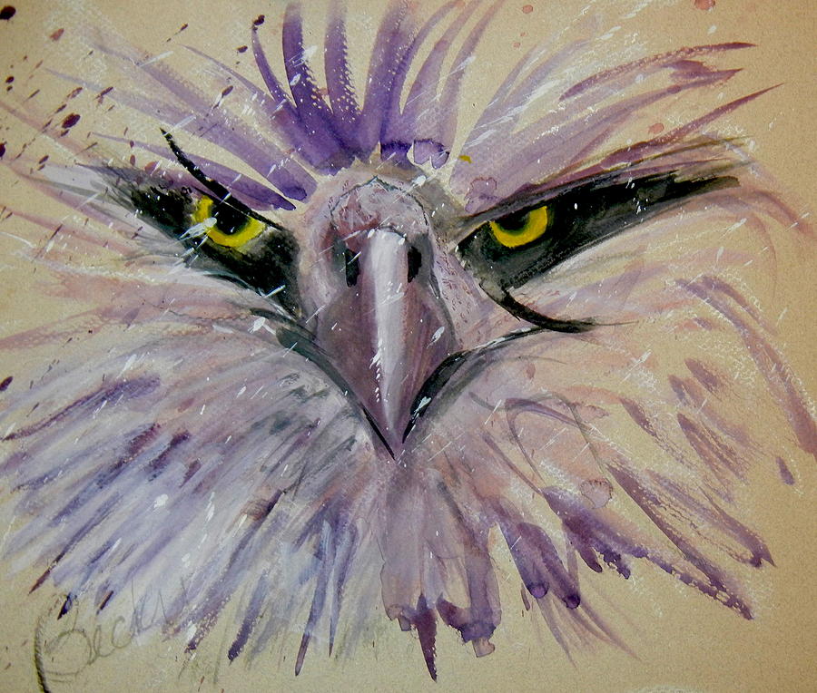 Raven Painting - The Defender  by Becky Phillips