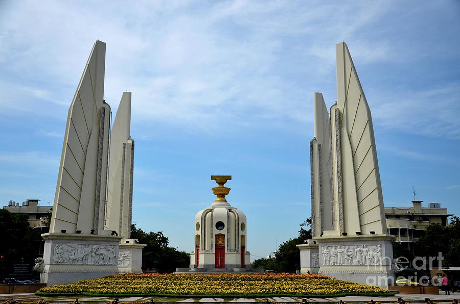 The Democracy Monument commemorating Siamese Revolution of 1932 Bangkok Thailand Photograph by Imran Ahmed