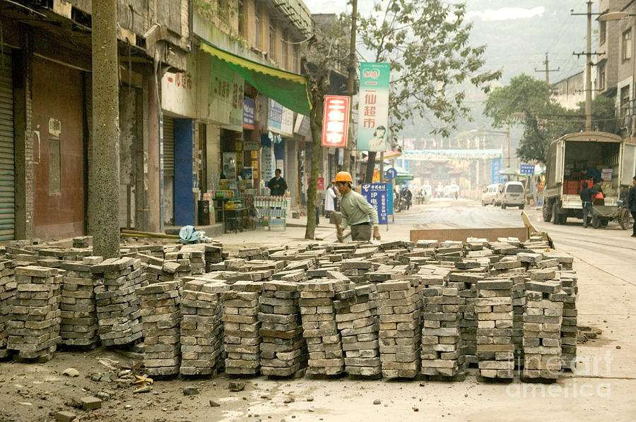 Brick Photograph - The Demolition Of Feng Du by Inga Spence