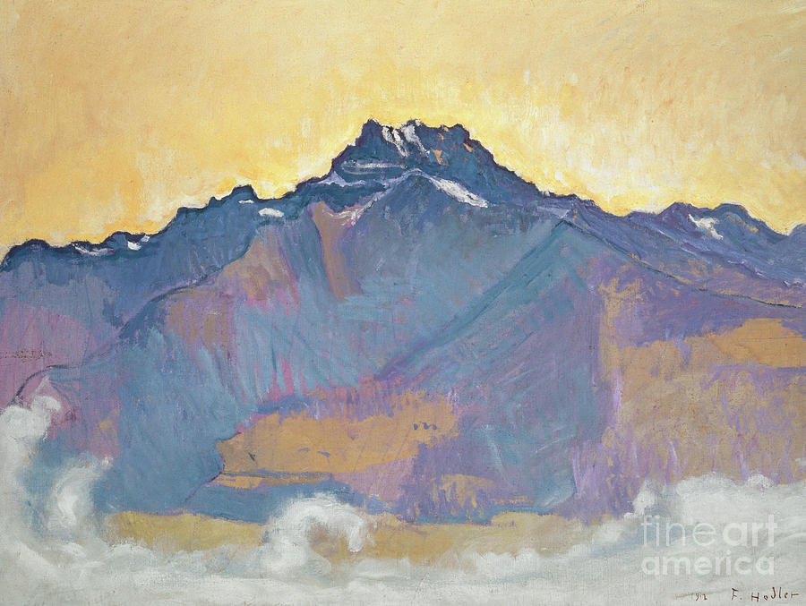 The Dents du Midi seen from Chesieres, 1912 Painting by Ferdinand Hodler