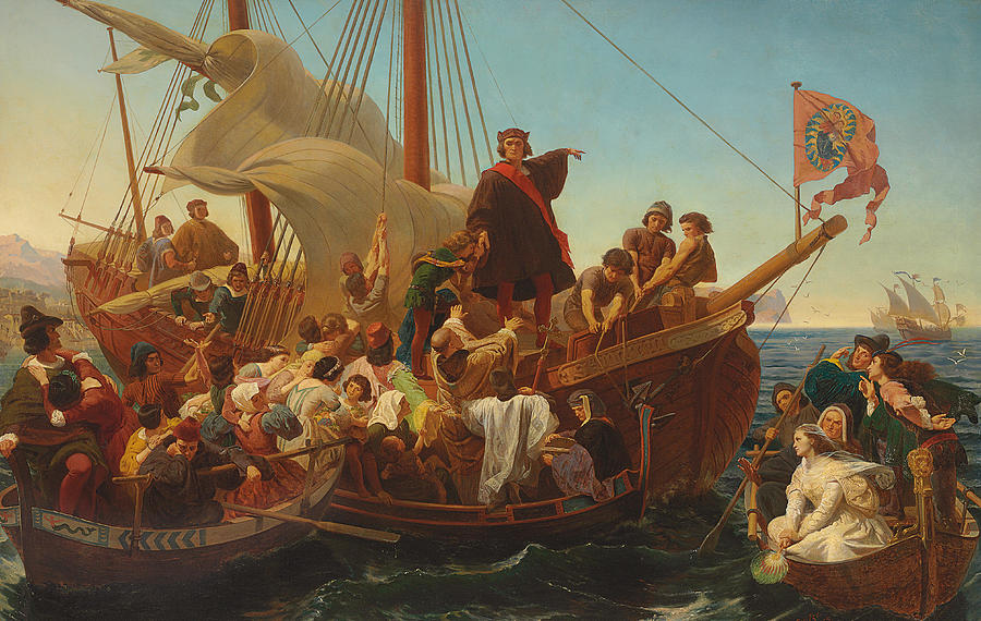 The Departure of Columbus from Palos Painting by Emanuel Gottlieb Leutze