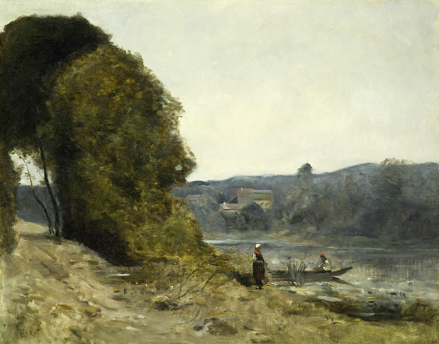 Tree Painting - The Departure of the Boatman by Jean-Baptiste-Camille Corot